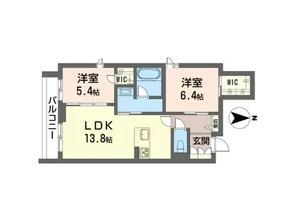 フォンターナYU(2LDK/3階)の間取り写真