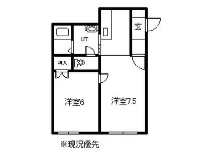 タウンズ豊岡(1LDK/2階)の間取り写真