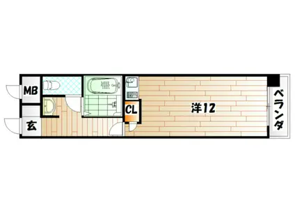 オリエンタル黄金(ワンルーム/5階)の間取り写真