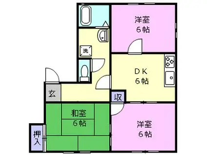 コーポあこぎA(3DK/1階)の間取り写真