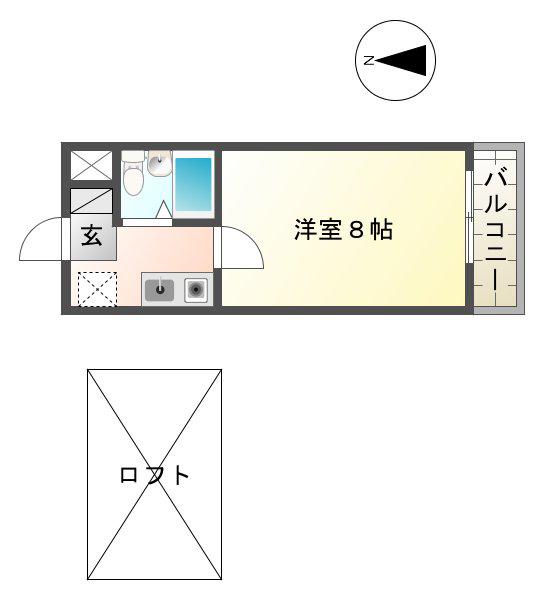 ヨーロピアン B(ワンルーム/2階)の間取り写真