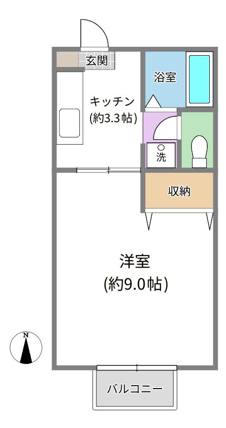 ヴィエナ富沢(1K/1階)の間取り写真