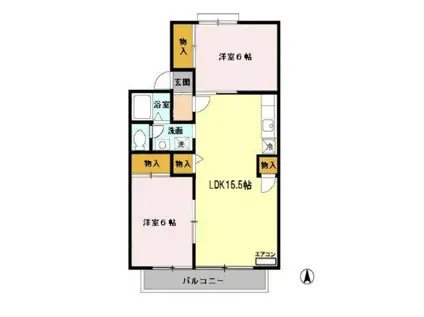 アビタシオン(2LDK/2階)の間取り写真