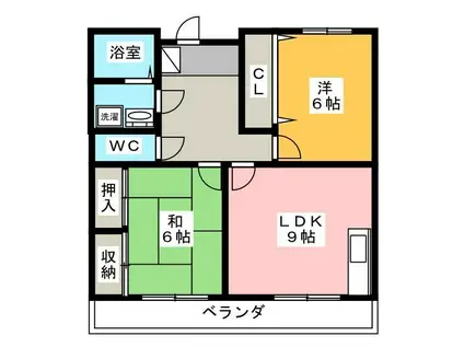 ディアコート(2LDK/3階)の間取り写真