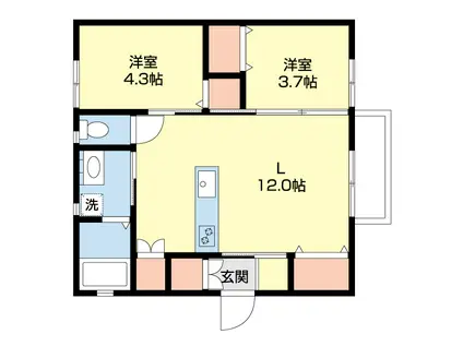 グランエム(2LDK/1階)の間取り写真