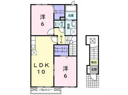 メゾン・フレーシュB棟(2LDK/2階)の間取り写真