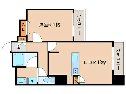 プレサンスKOBEグレンツ(1LDK/4階)の間取り写真