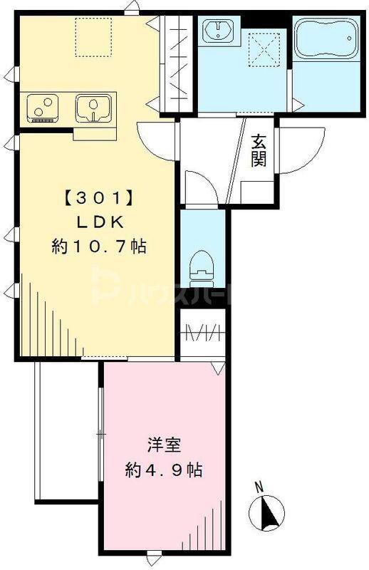 ラシーネ山光(1LDK/3階)の間取り写真