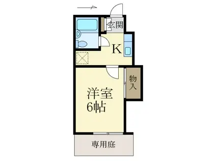 グリーンフル向(1K/1階)の間取り写真