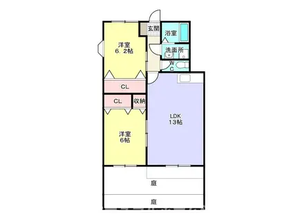 ベルバランセK壱番館(2LDK/1階)の間取り写真
