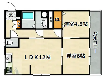 ウイングパレス(2LDK/1階)の間取り写真
