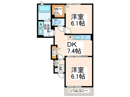 エルフィン(2DK/1階)の間取り写真