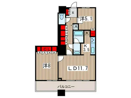 THE TOKYO TOWERS MID TOWER28F(2LDK/28階)の間取り写真