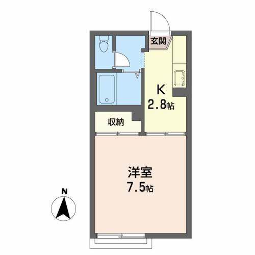 メゾンベルグ A(1K/2階)の間取り写真