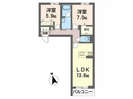 カーサ・ヴェルドール 子育てグリーン(2LDK/2階)の間取り写真