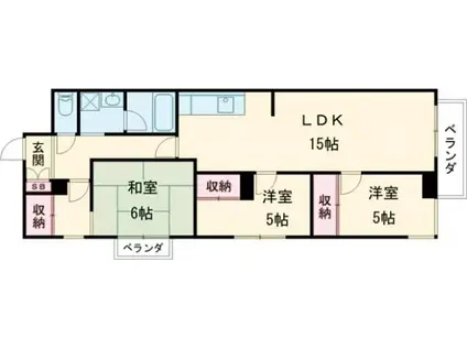 レジデンス竹園(3LDK/3階)の間取り写真