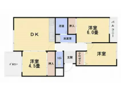 クレスト阿知須(3DK/1階)の間取り写真