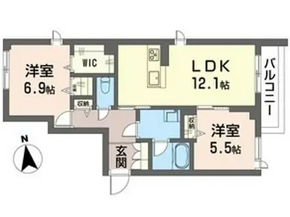 リュミエール ドゥー(2LDK/2階)の間取り写真