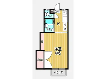 パラシオンN2(1K/1階)の間取り写真
