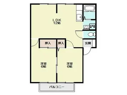 ビレッジヨシダC棟(2LDK/1階)の間取り写真