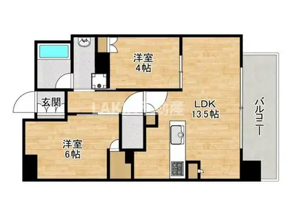 ローレルアイあべの(2LDK/3階)の間取り写真