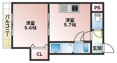 サンシャイン731(1DK/4階)の間取り写真