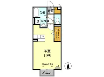 ソレイユI(ワンルーム/2階)の間取り写真