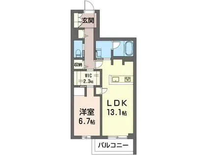 メゾン・フォンターナ(1LDK/3階)の間取り写真