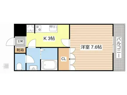 シャトーグリーンII(1K/2階)の間取り写真