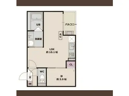 JACK KOSHIRO I(1LDK/3階)の間取り写真