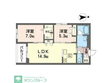 ウィズプラス等々力(2LDK/1階)の間取り写真