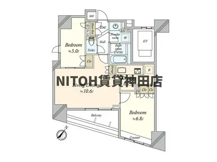 ベリスタ人形町(2LDK/5階)の間取り写真