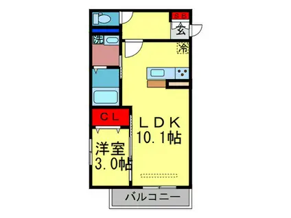カーサ京町(1LDK/2階)の間取り写真