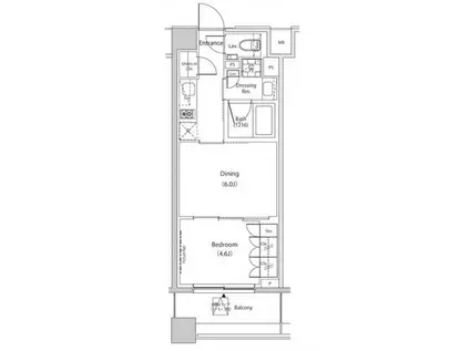 ザ・パークハビオ目黒プレイス(1DK/7階)の間取り写真