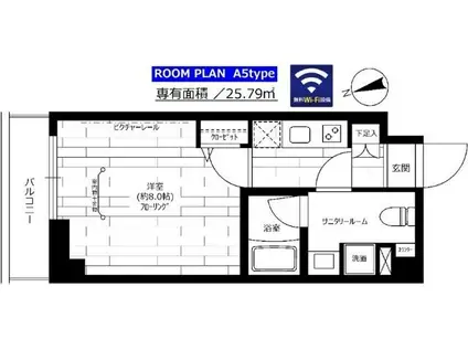 ステージグランデ東武練馬(1K/2階)の間取り写真
