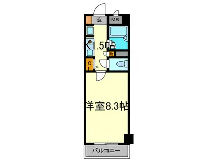 プレステージ岡本(1K/3階)の間取り写真