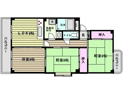 サンパレス21御影II(3LDK/3階)の間取り写真