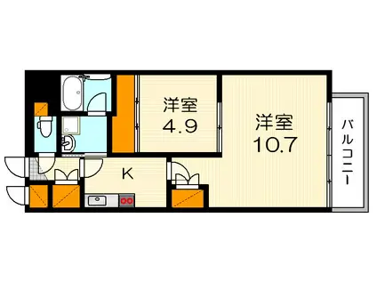 エイトバレー上天満(2K/6階)の間取り写真
