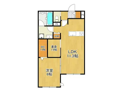 新作6丁目メゾン(1LDK/1階)の間取り写真