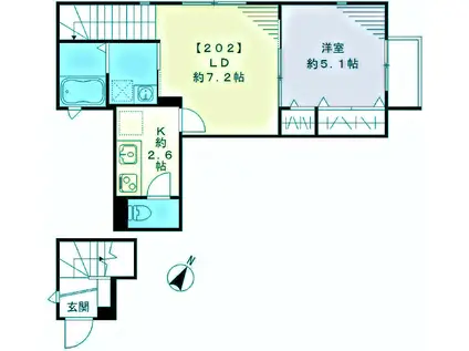 リュエル(1LDK/2階)の間取り写真