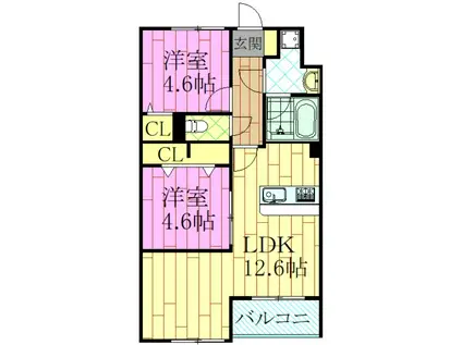 テイオスフィリア(1SLDK/2階)の間取り写真