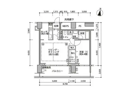 東雲キャナルコートCODAN(1LDK/9階)の間取り写真