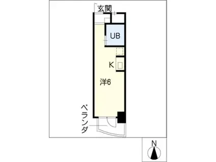 水主町ロイヤルハイツ(ワンルーム/9階)の間取り写真