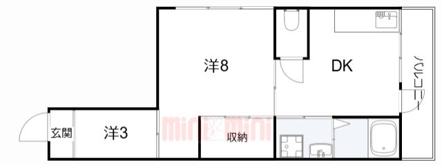 BLANCUBE西山(2DK/2階)の間取り写真