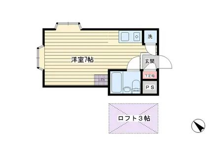 プラザUSA白金台(ワンルーム/2階)の間取り写真