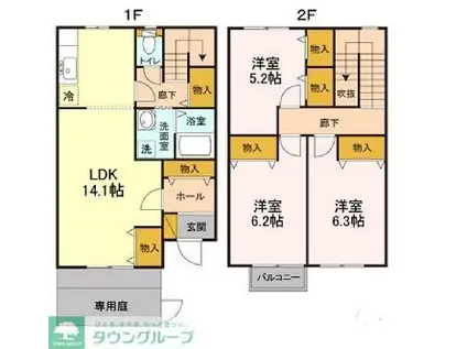 KLEIS四ツ木(1LDK/3階)の間取り写真