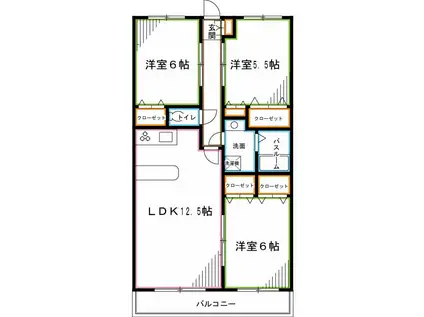 ベルフォーレ白鷺(3LDK/2階)の間取り写真