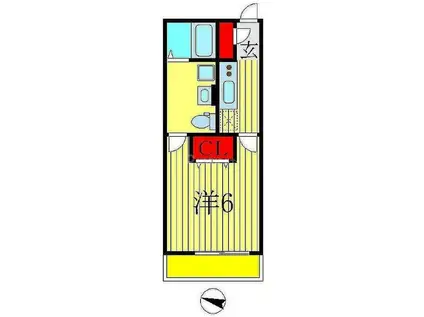 ベルメント東逆井(1K/1階)の間取り写真
