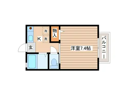 カナディアンビレッジ山手(1K/2階)の間取り写真