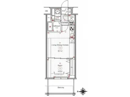 メイクス京橋川II(1LDK/4階)の間取り写真
